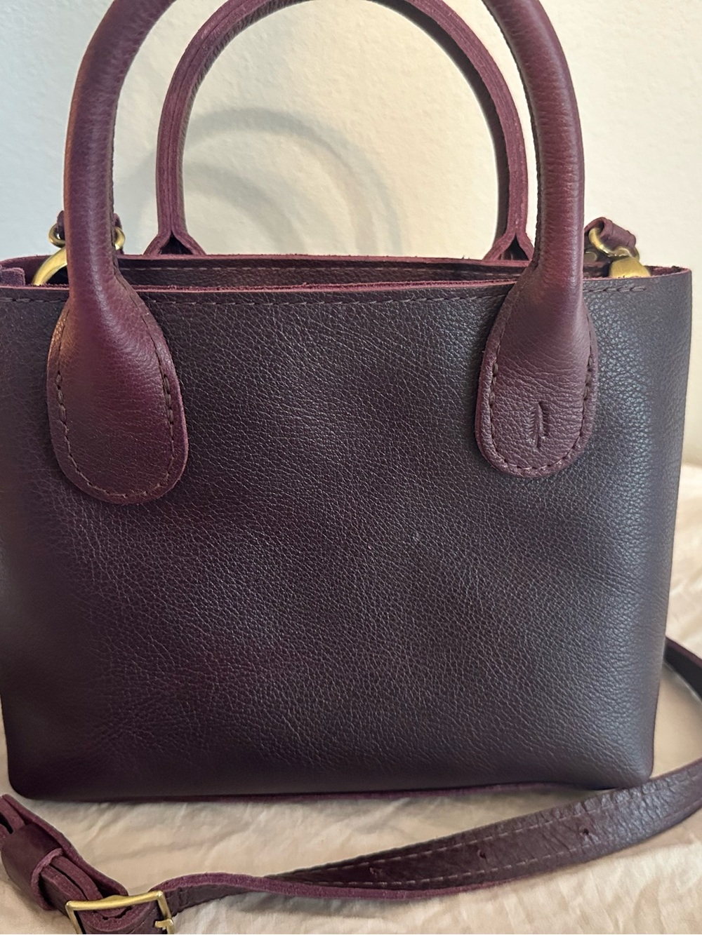 Raindrop Leather tote, Portland Leather Goods, small, plum - Picture 8 of 12